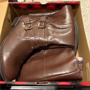 Brown Leather Buckle Boots